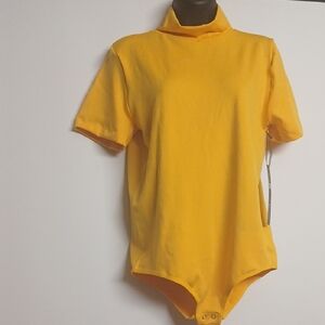 Love 83 Women Yellow Turtleneck Bodysuit Size 1xto2xl NWT